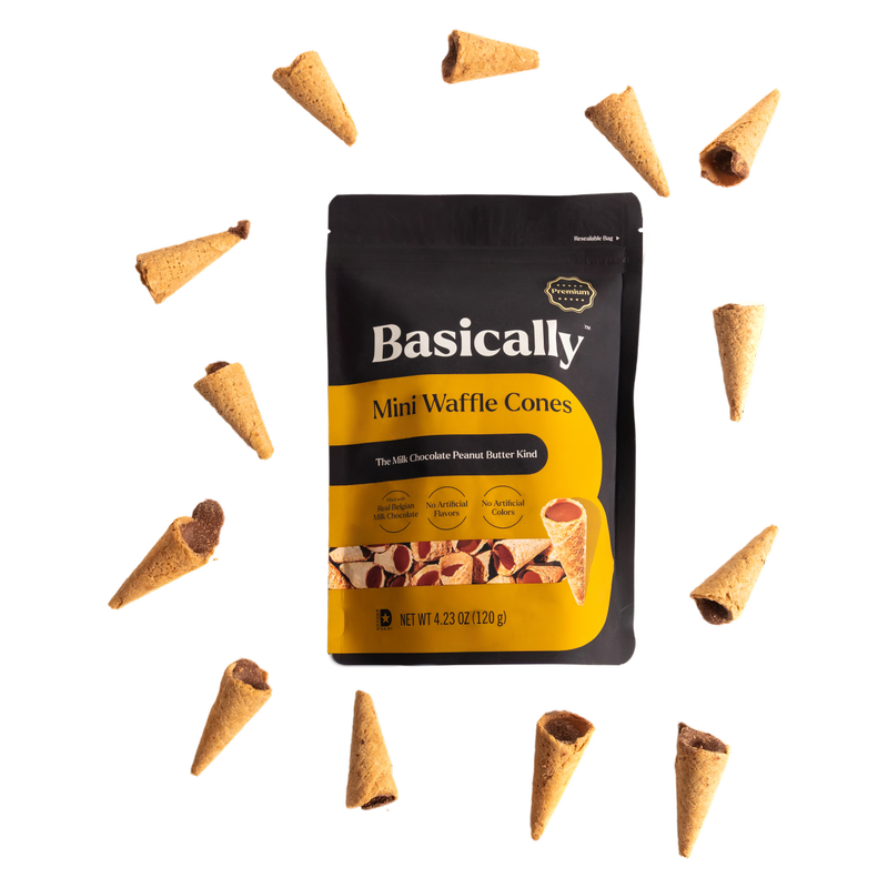 Basically Peanut Butter & Milk Chocolate Mini Waffle Cones
