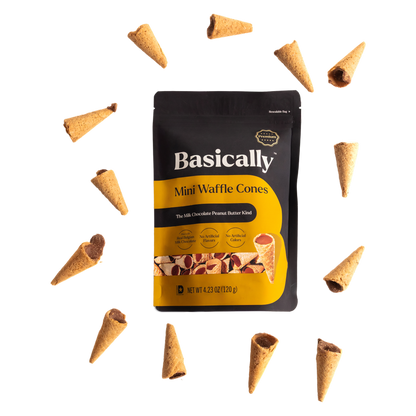 Basically Peanut Butter & Milk Chocolate Mini Waffle Cones