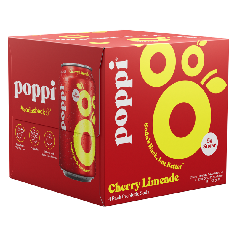 Poppi Prebiotic Cherry Limeade 4pk 12oz Can
