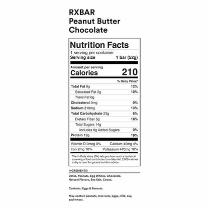 RXBAR Protein Bar, Peanut Butter Chocolate 12 CT