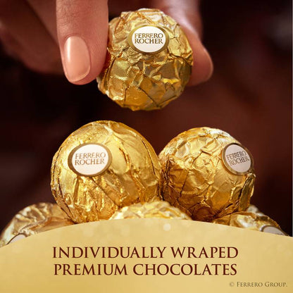 Ferrero Rocher Fine Hazelnut Milk Chocolate, 12 Count, Pack of 6 Individually Wrapped Chocolate Candy Gift Boxes, 5.3 oz