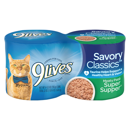 9Lives Meaty Paté Super Supper Wet Cat Food, 5.5 Ounce (Pack of 4)