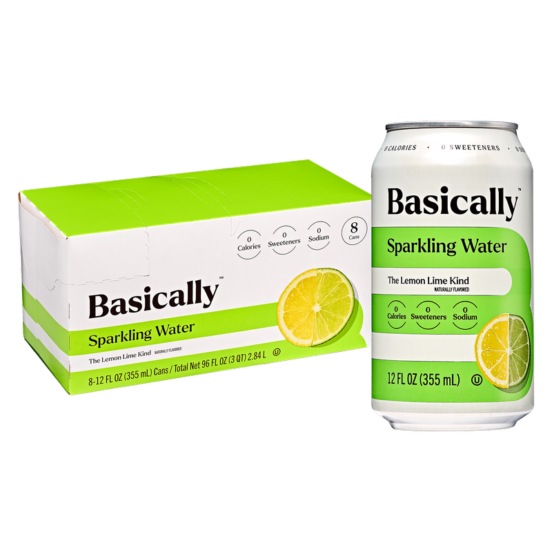 Basically Lemon Lime Sparkling Water 8pk 12oz Cans