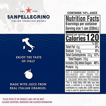 San Pellegrino Orange & Pomegranate Sparkling Beverage 6pk 330ML Can