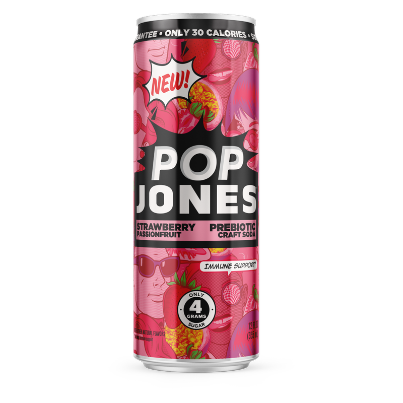 Pop Jones Strawberry Passion Prebiotic Soda 12oz Can