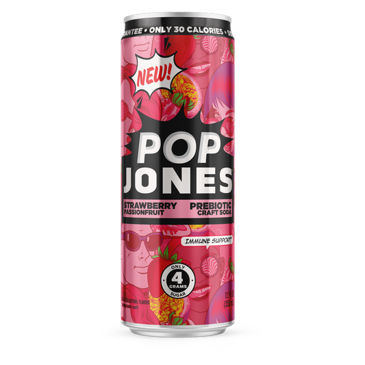 Pop Jones Strawberry Passion Prebiotic Soda 12oz Can