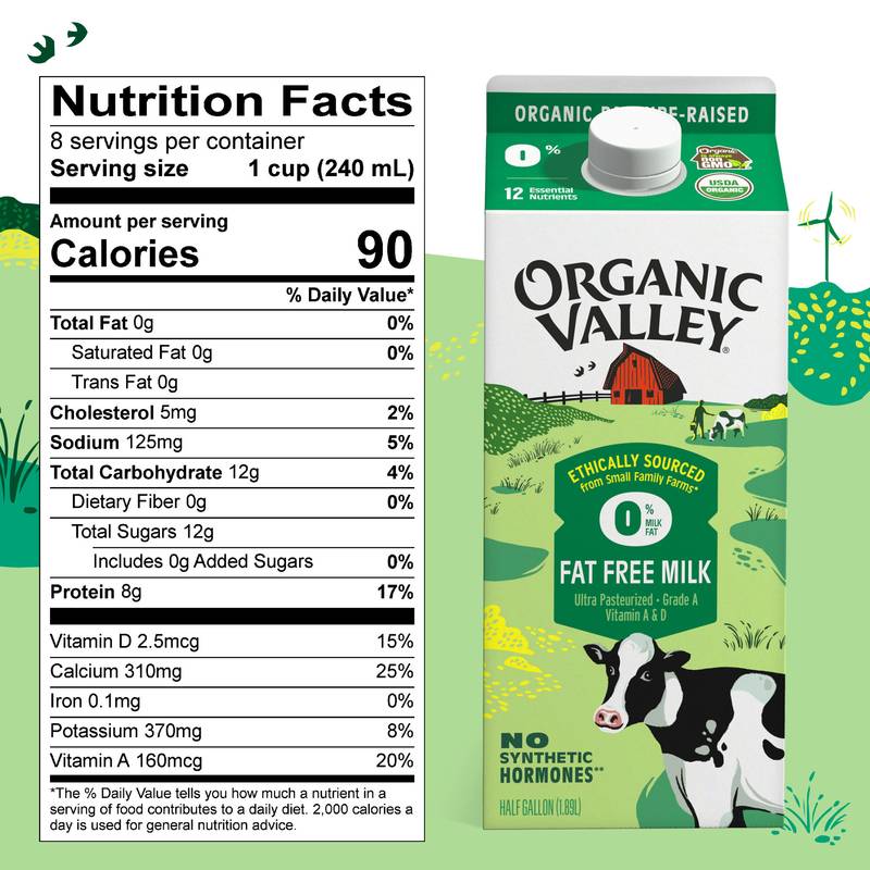 Organic Valley Non-Fat Milk 1/2 Gallon