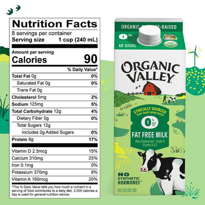 Organic Valley Non-Fat Milk 1/2 Gallon