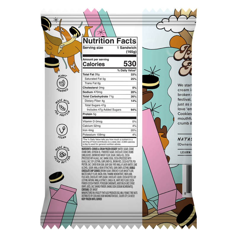 Coolhaus Dairy Free Cookies & Cream Frozen Dessert Sandwich 5.8oz