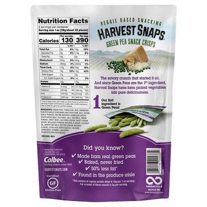 Harvest Snaps Crisps Parmesan Roasted Garlic 3oz Bag