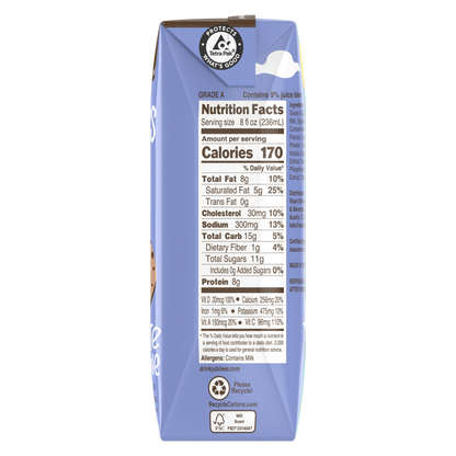 Jubilee's Organic Chocolate Chip Cookie Protein Milk 8oz Ctn