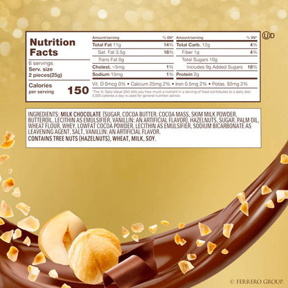 Ferrero Rocher Fine Hazelnut Milk Chocolate, 12 Count, Pack of 6 Individually Wrapped Chocolate Candy Gift Boxes, 5.3 oz