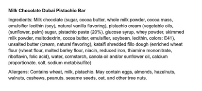 Nuts Factory Dubai Pistachio Chocolate Bar