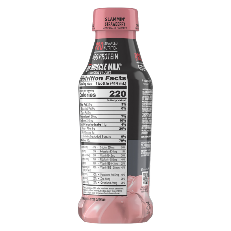 Muscle Milk Slammin' Strawberry Pro Advanced Nutrition Protein Shake 14oz Btl