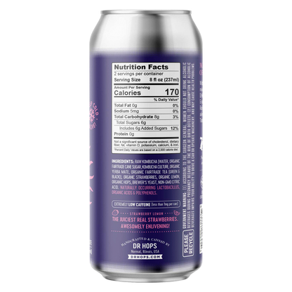 Dr Hops Kombucha Beer Strawberry Lemon Single 16oz Can
