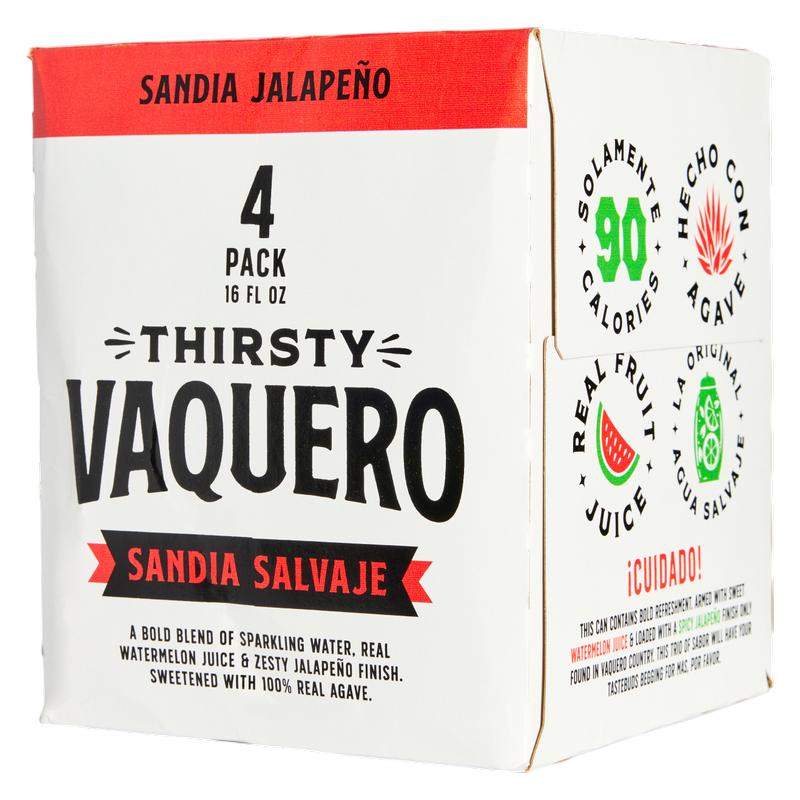 Thirsty Vaquero Sandia Salvaje Sparkling Water 4pk 16oz Can