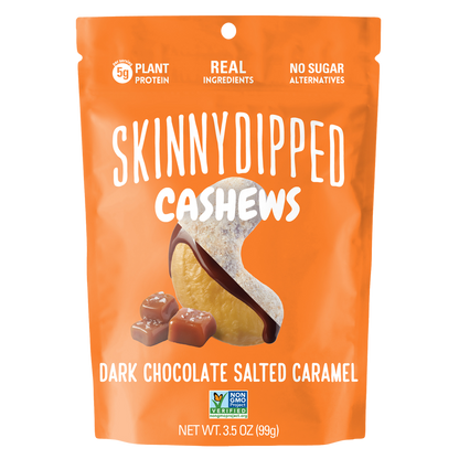 SkinnyDipped Dark Chocolate Caramel Covered Cashews 3.5oz