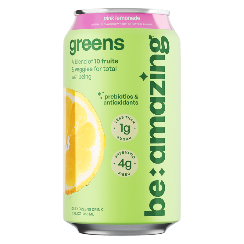 Be Amazing Pink Lemonade Daily Greens Drink 12oz Can