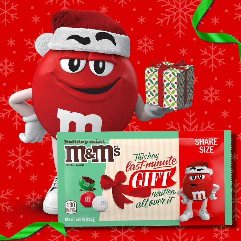 M&M'S Mint Chocolate Holiday Message Christmas Candy, Share Size, 2.83 oz