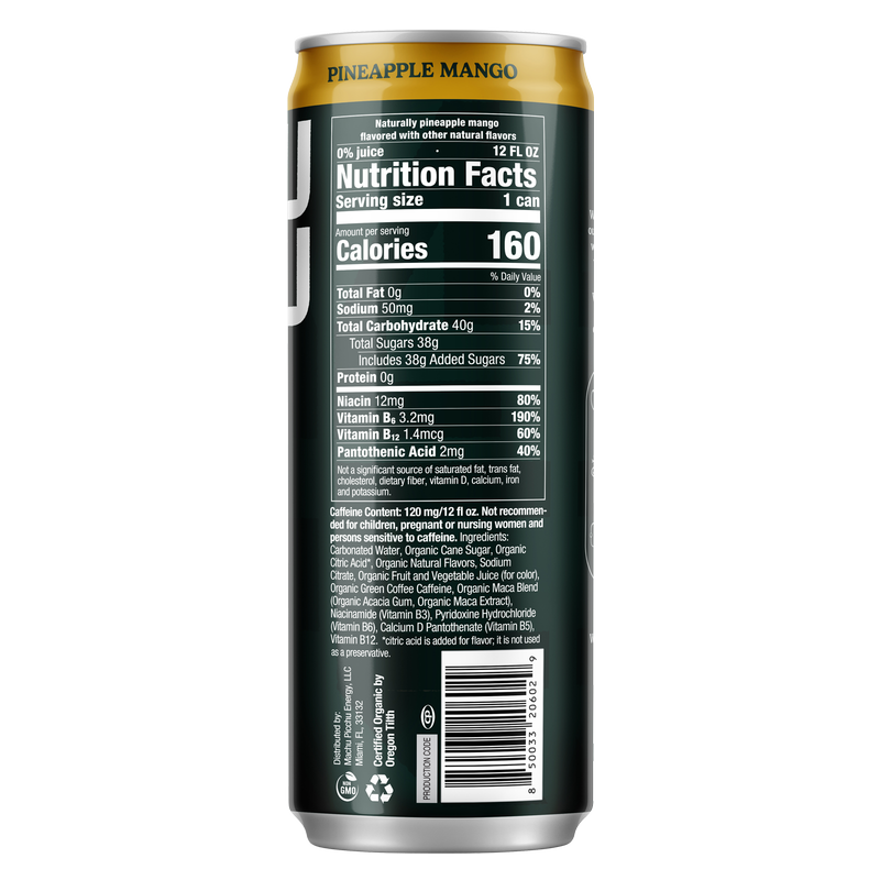 Machu Picchu Pineapple Mango Energy Drink 12oz Can