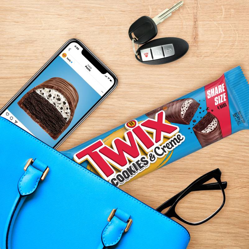 TWIX Cookies & Creme Chocolate Candy Bar, Share Size, 2.87 oz