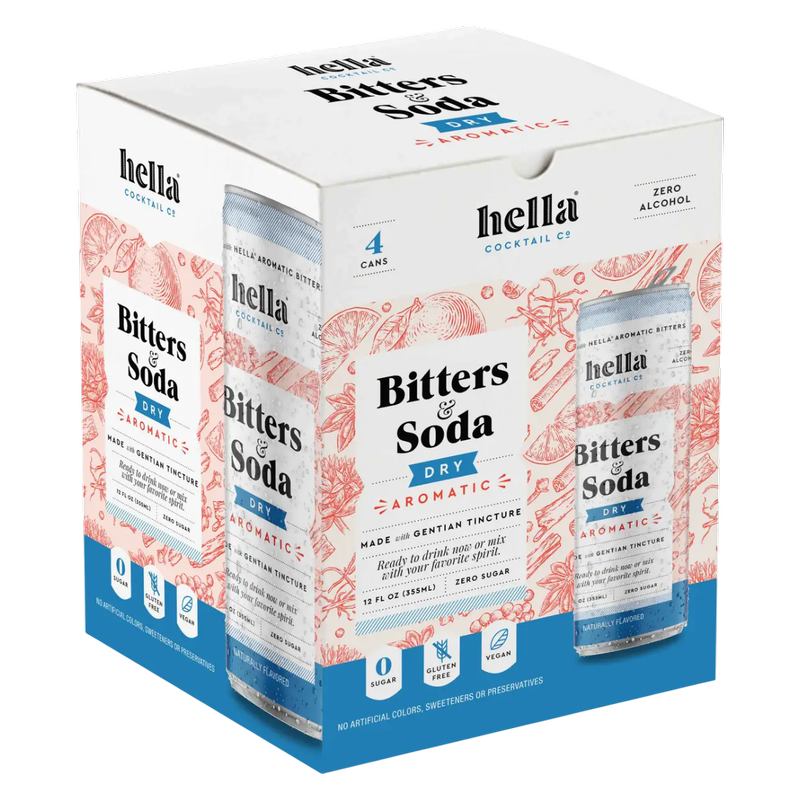 Hella Cocktail Co Bitters & Soda Dry Aromatic 4pk 12oz Can