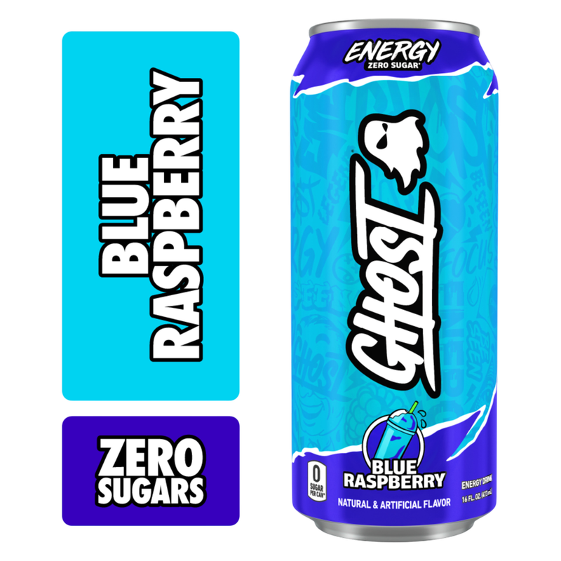GHOST Energy Zero Sugar Blue Raspberry 16oz Can