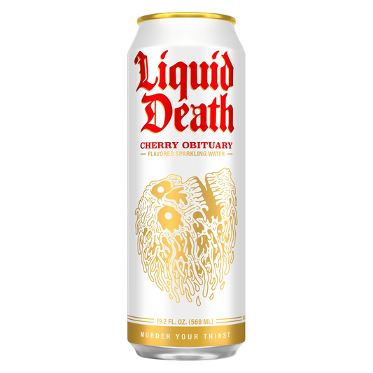 Liquid Death Sparkling Water Cherry Obituary 19.2oz King Size Can