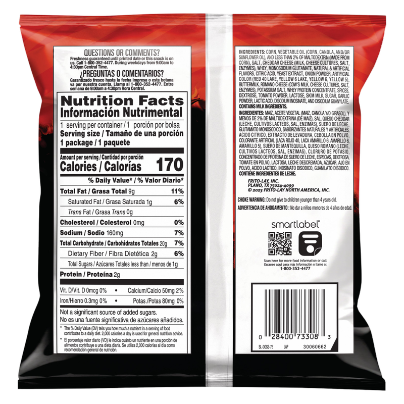 Doritos Dinamita Rolled Tortilla Chips Flamin' Hot Queso Flavored, 1.12oz