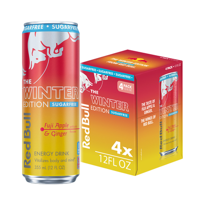 Red Bull Sugar Free Winter Edition Fuji Apple & Ginger Energy Drink 4pk 12oz Can