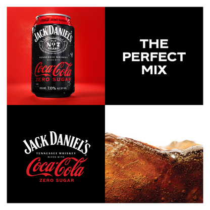 Jack Daniel's & Coke Zero 4pk 355ml Can 7% ABV