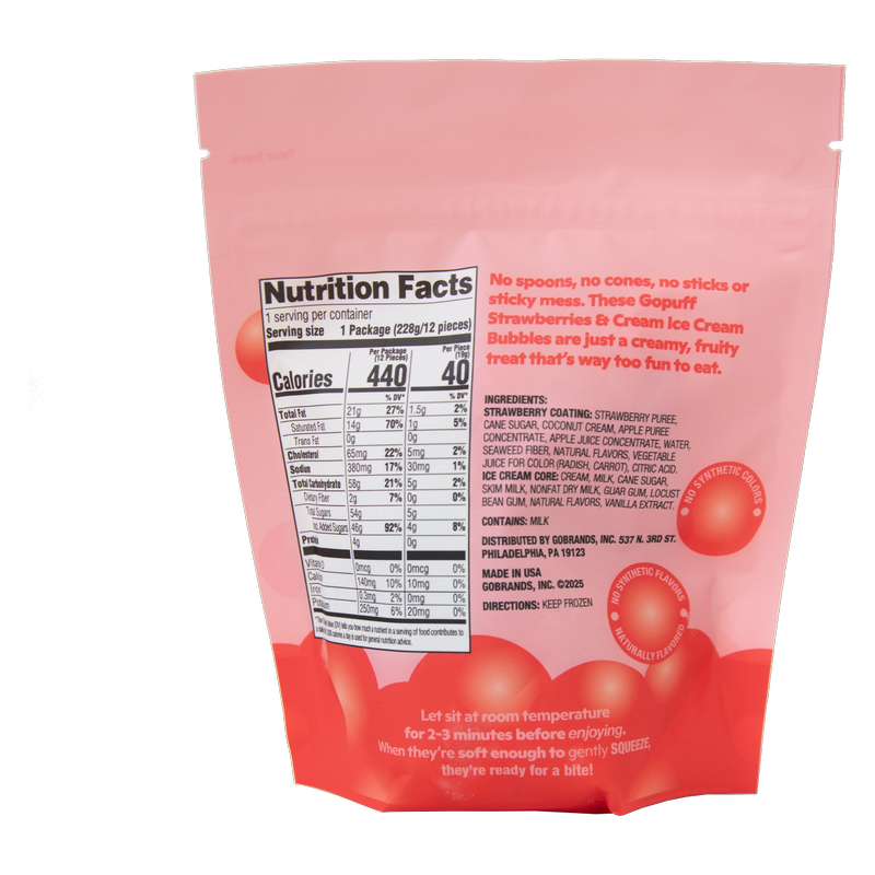 Gopuff Strawberries & Cream Ice Cream Bubbles - 8 oz