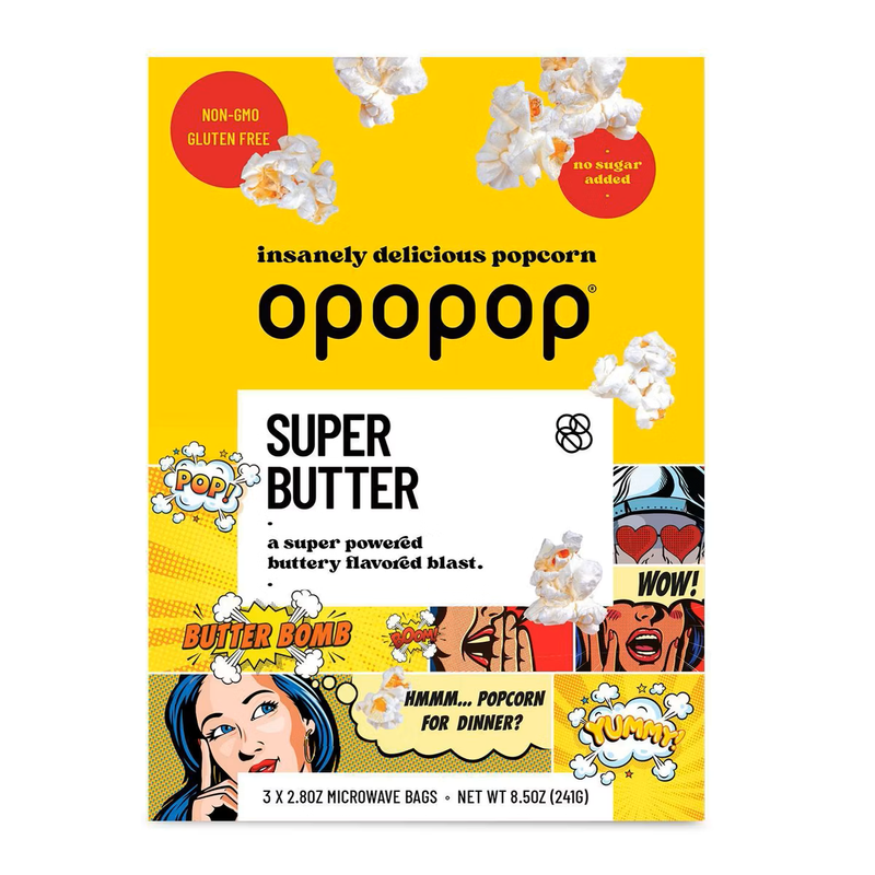 Opopop Microwave Popcorn Super Butter, 8.5oz