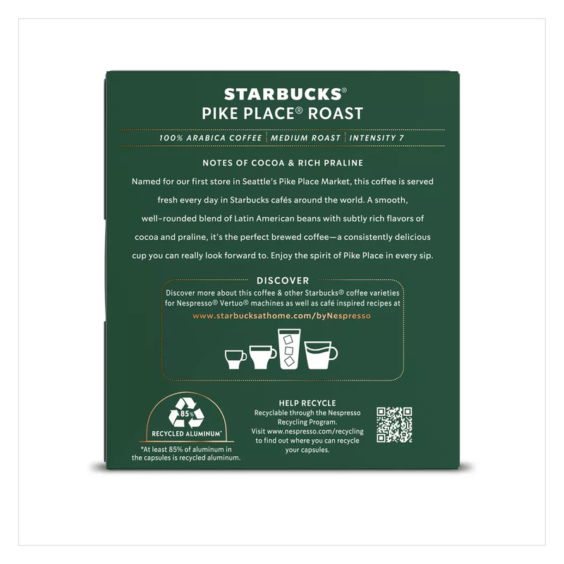 Starbucks by Nespresso Vertuo Line Pike Place Roast 8ct