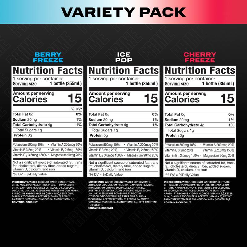 Prime Hydration Freeze Variety Pack 15pk 12oz Btl