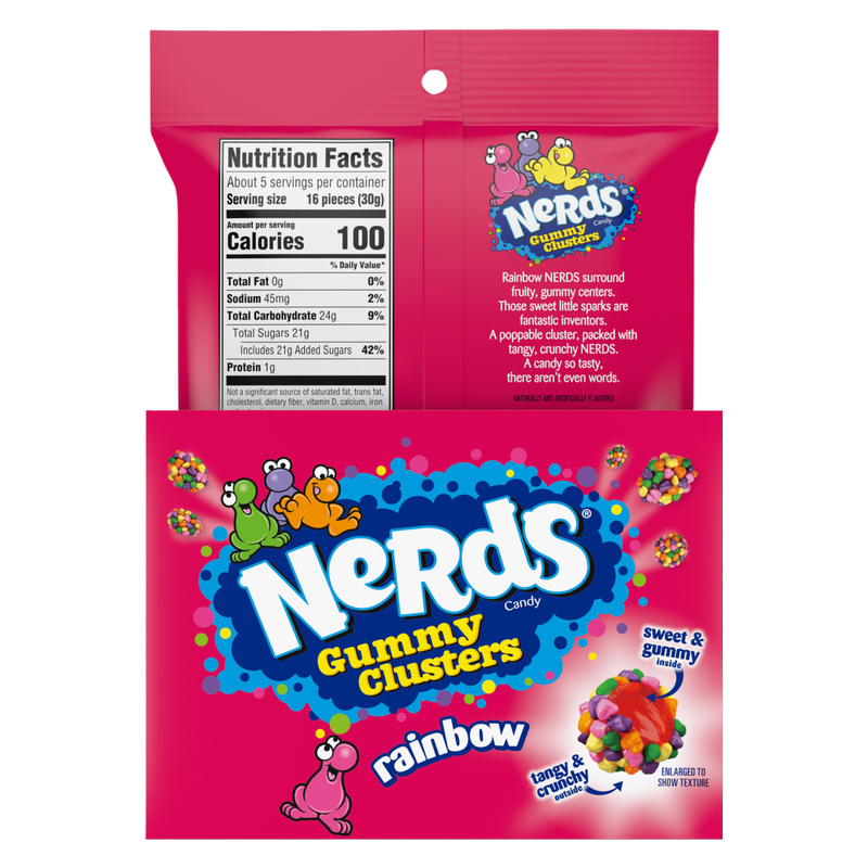 NERDS Gummy Clusters, Candy, Rainbow, Crunchy and Gummy, 5 oz