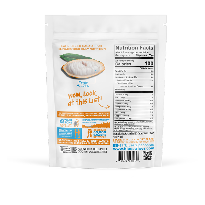 Blue Stripes Dried Cacao Fruit, 3 oz