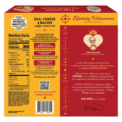 Nordic Waffles Bacon, Egg & Cheese Waffle Sandwich 2ct