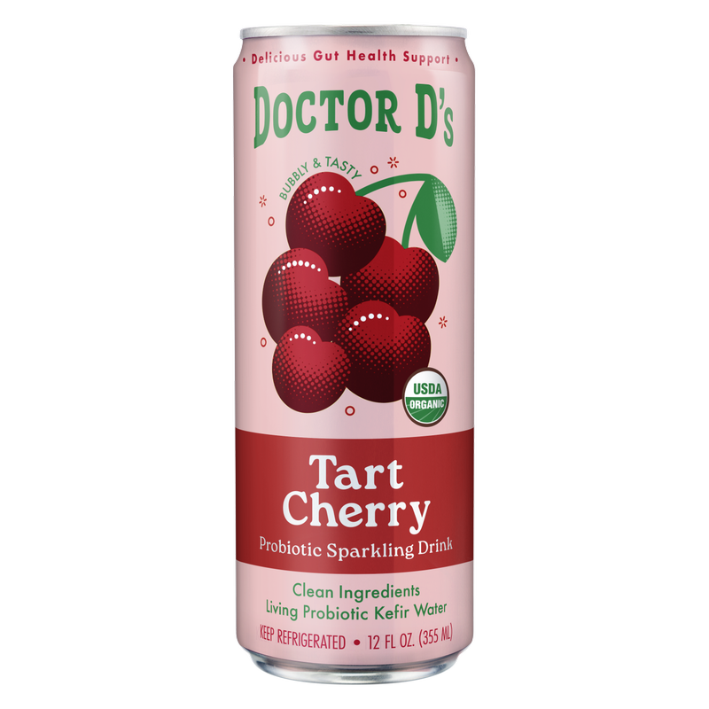 Doctor D's Organic Tart Cherry Sparkling Probiotic Drink 12oz Can