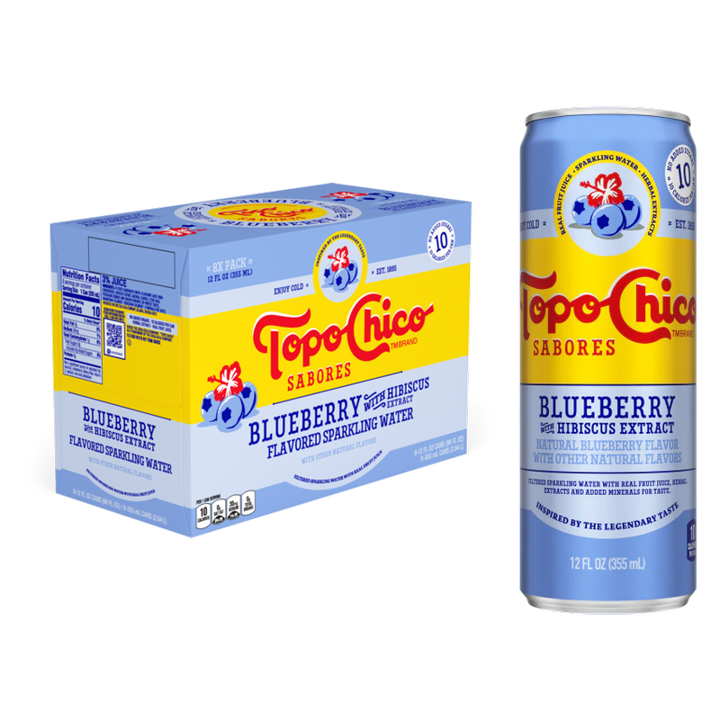 Topo Chico Sabores Blueberry with Hibiscus Extract Flavored Sparkling Water 8pk 12oz Can
