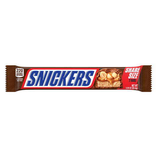 SNICKERS Original Milk Chocolate Candy Bar, Share Size, 3.29 oz