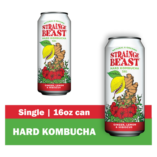 Strainge Beast Hard Kombucha Ginger Lemon Hibiscus Single 16oz Can