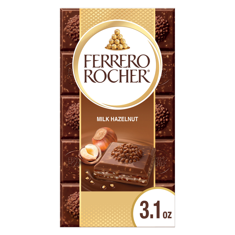Ferrero Rocher Premium Chocolate Bar, Milk Chocolate Hazelnut, 3.1 oz