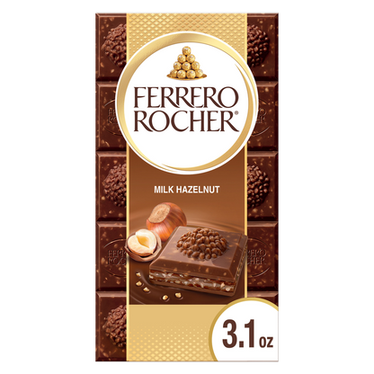 Ferrero Rocher Premium Chocolate Bar, Milk Chocolate Hazelnut, 3.1 oz