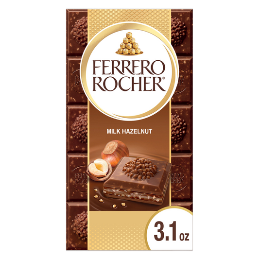 Ferrero Rocher Premium Chocolate Bar, Milk Chocolate Hazelnut, 3.1 oz