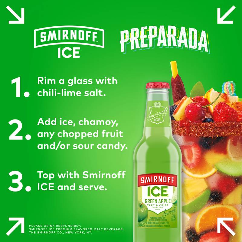Smirnoff Ice Green Apple 6pk 11.2oz Btl 4.5% ABV
