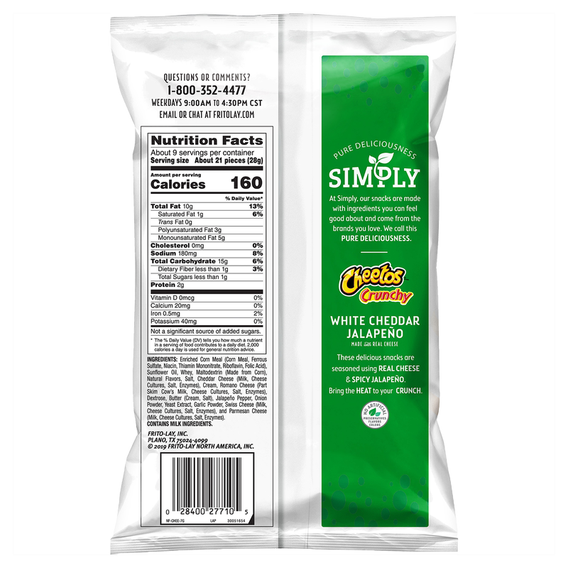 Simply Cheetos Crunchy White Cheddar Jalapeno 8.5oz