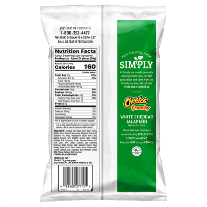 Simply Cheetos Crunchy White Cheddar Jalapeno 8.5oz