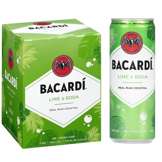 Bacardi Lime & Soda Real Rum Cocktails 4pk 12oz Can (11.8 Proof)