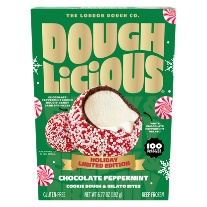 Doughlicious White Chocolate Peppermint Bark Cookie Dough & Gelato Bites 6ct
